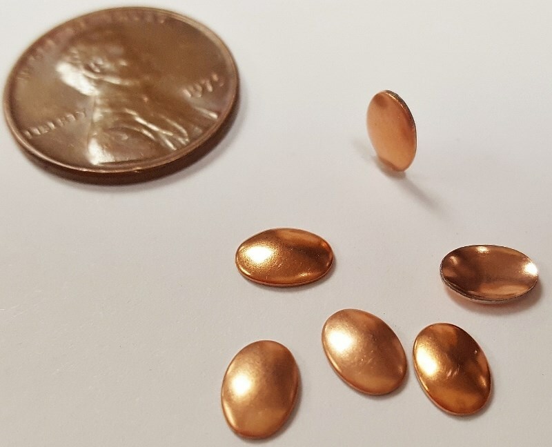 24 VINTAGE COPPER COATED STEEL CABOCHON OVAL 7x5mm. STAMPING FINDINGS N45