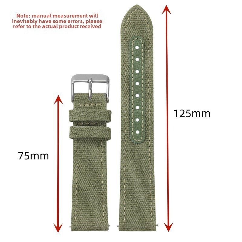 Quick Release Nylon Canvas Leather Watch Band Brushed Pin Buckle Strap Mens 20mm