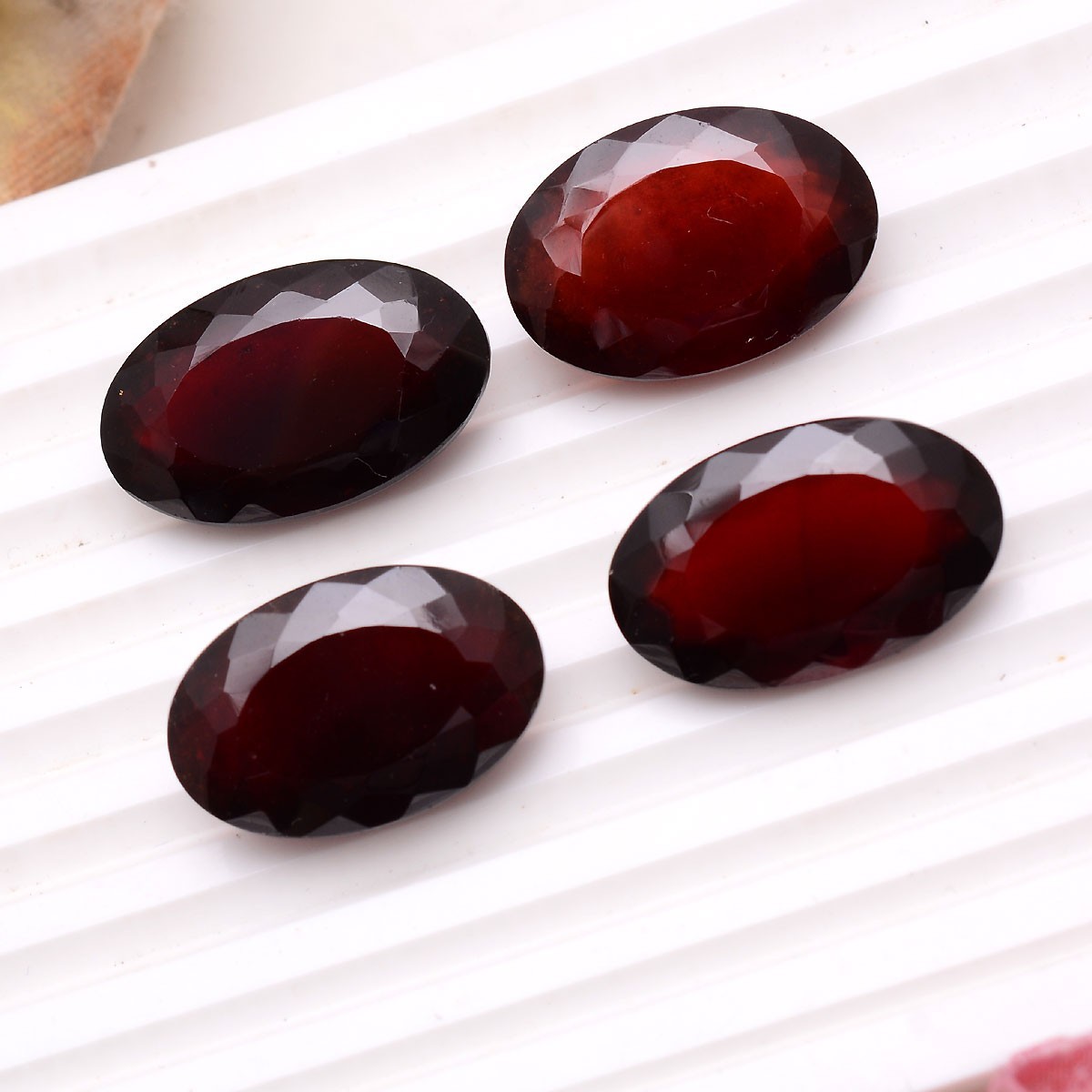 4 Pcs Natural Hessonite Garnet Top Grade 21mm-24mm Oval Cut Untreated Gemstones