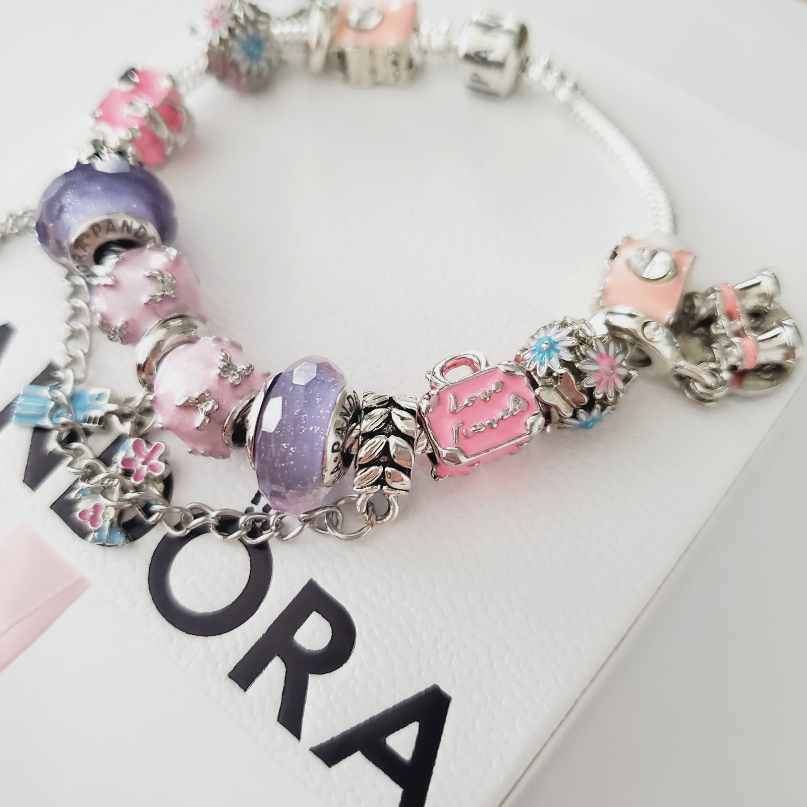 Authentic Pandora Travel Charm Bracelet Multicolor Gift Set New in Box