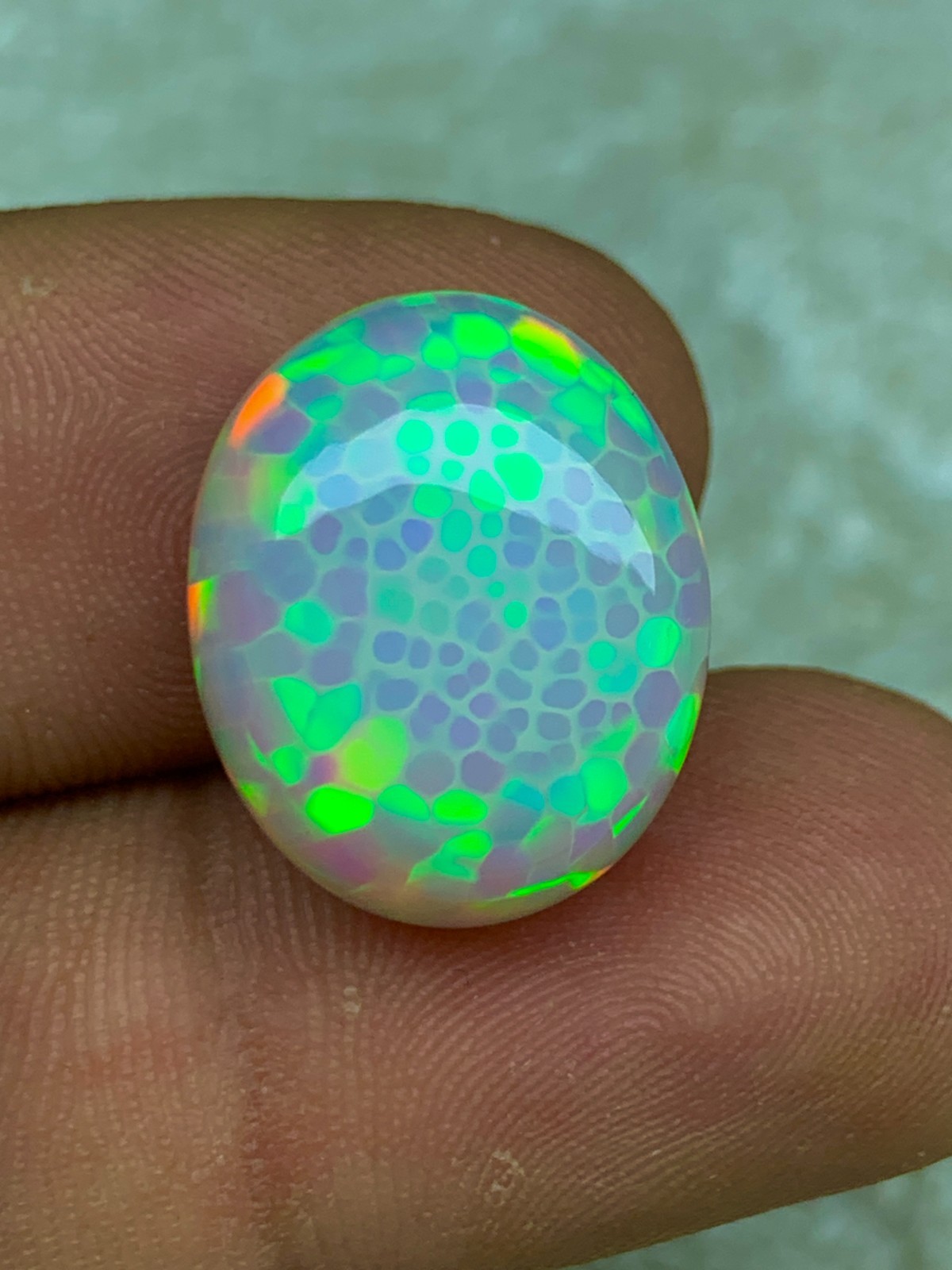 Perfect Honeycomb 12.90crt Natural Ethiopian Welo Opal Oval Cabochon Loose Gem