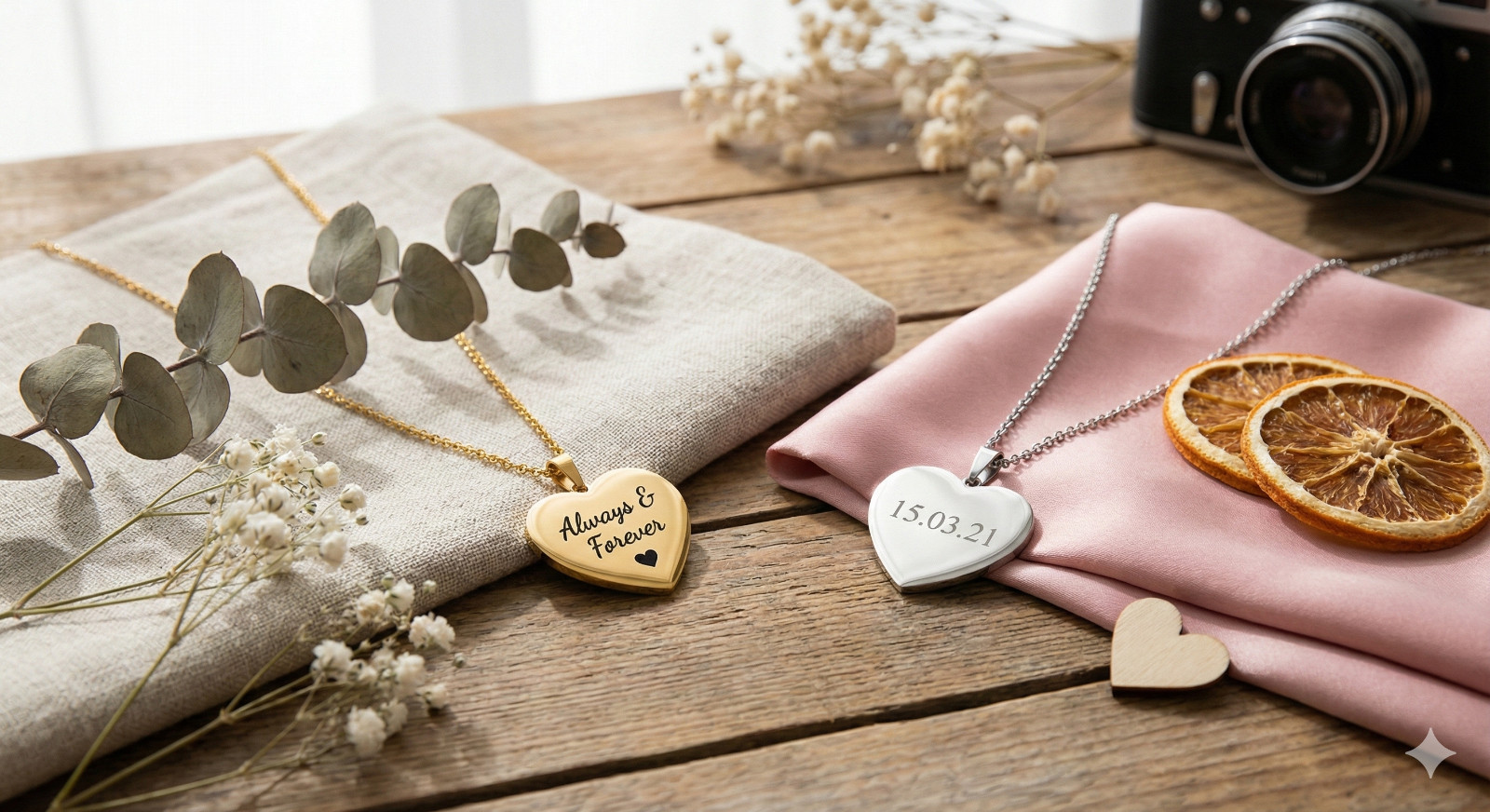 Personalised Custom Free Engraved Heart Necklace Name Date Necklace Gift for Her