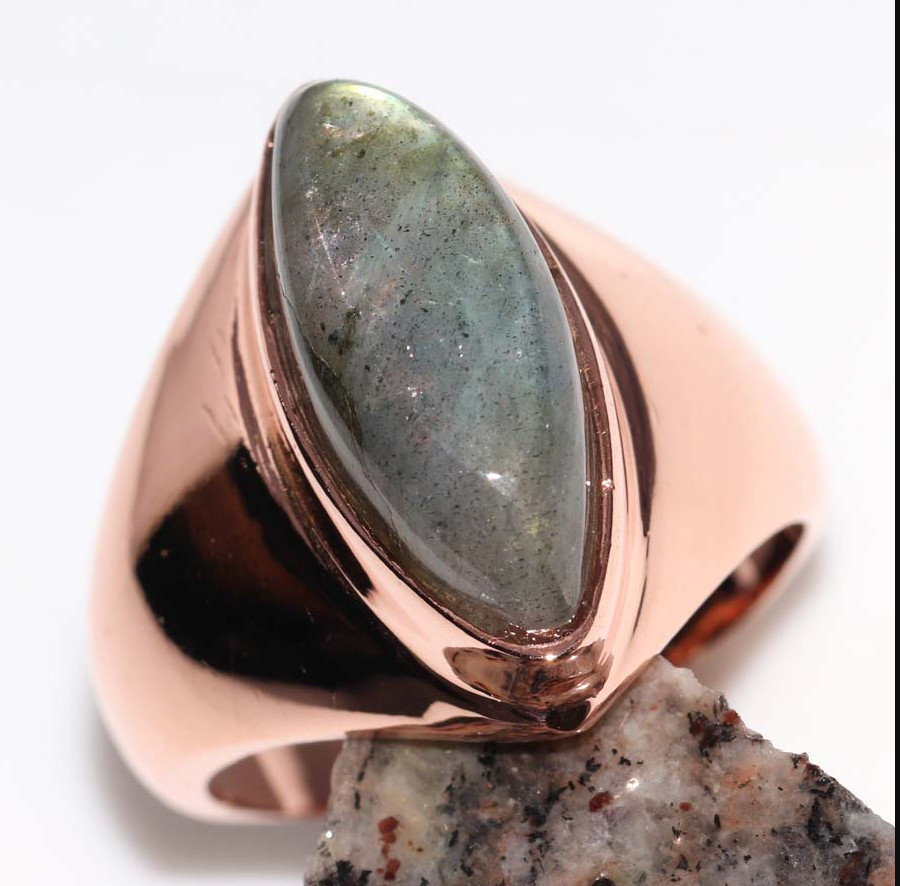 Man’s & Woman’s Fiery Labradorite Fine Finish 925 Silver Plated Ring Jewellery
