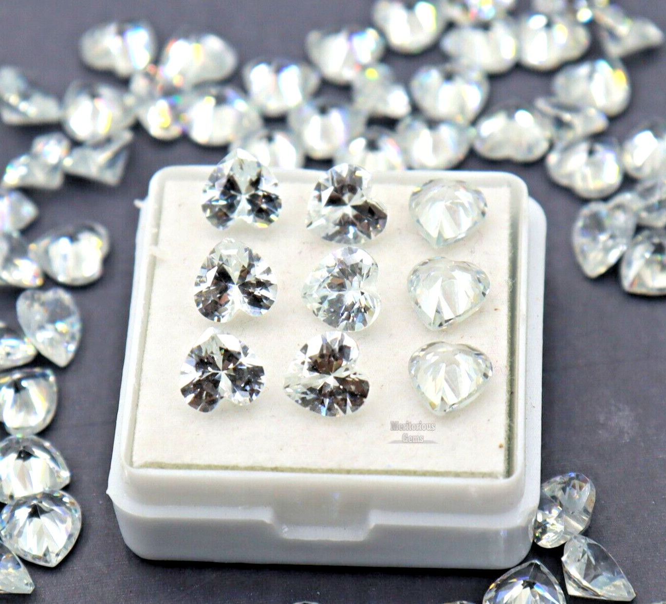 White Sapphire 10 Pcs Natural Loose Gemstone 6mm (8-9CT) Gemstone Heart Shape