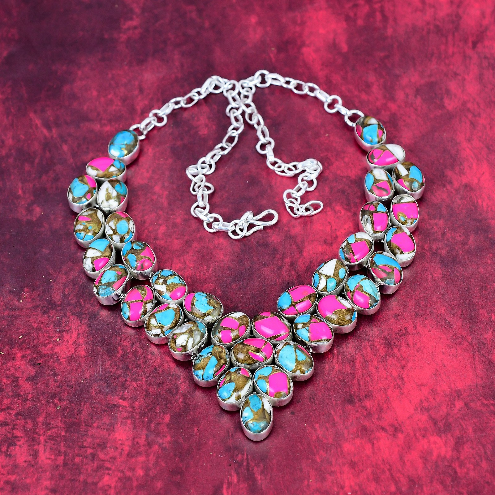 Cotton Candy Turquoise Gemstone Handmade Jewelry 925 Sterling Silver Necklace