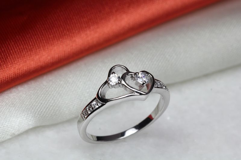 0.326 CT CZ DOUBLE HEART STERLING SILVER 925 CZ PURITY RING PROMISE RING SR20-BU