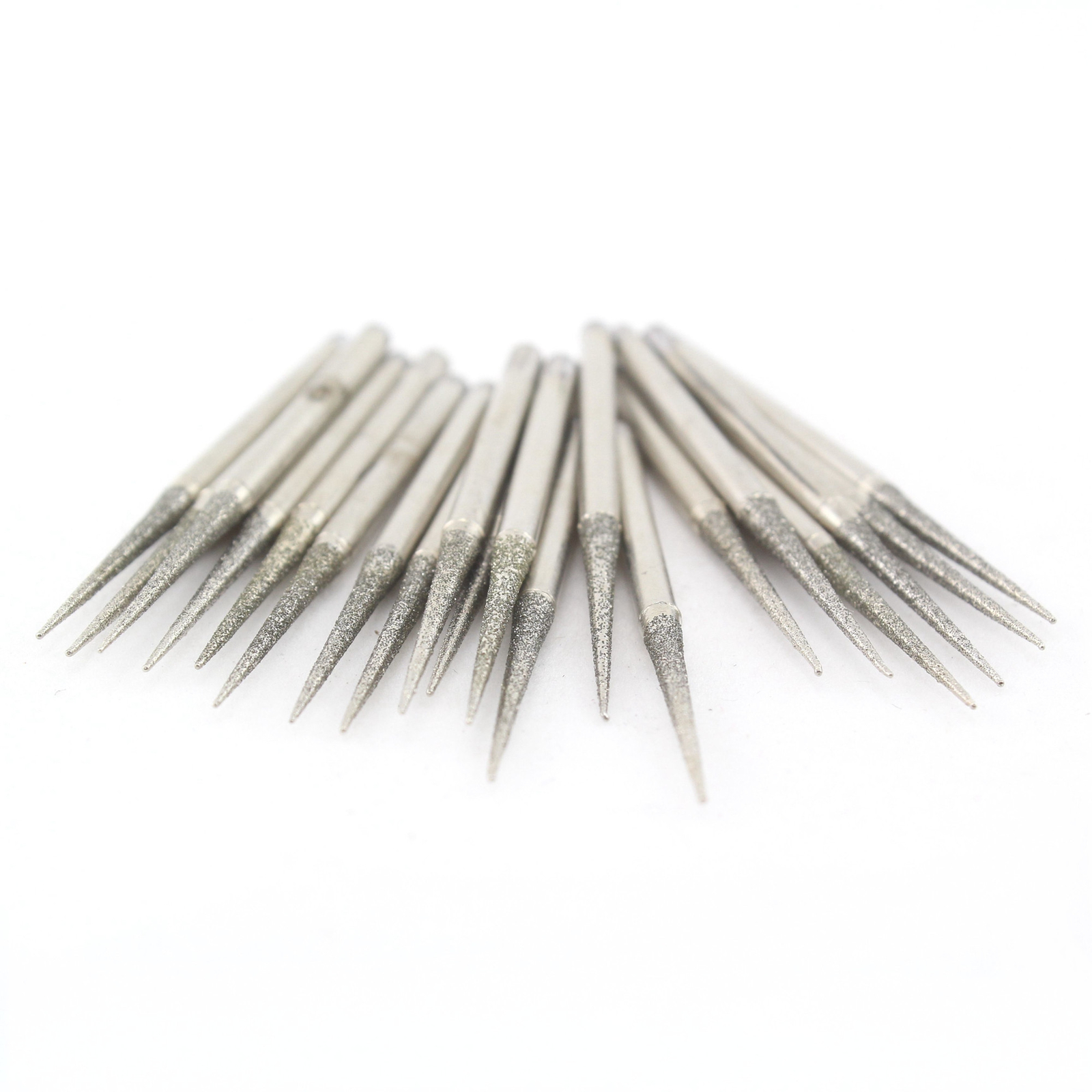 30Pcs 2.35mm Diamond Grinding Head Tapered Point Needle Bit Burrs Coated Jewelry
