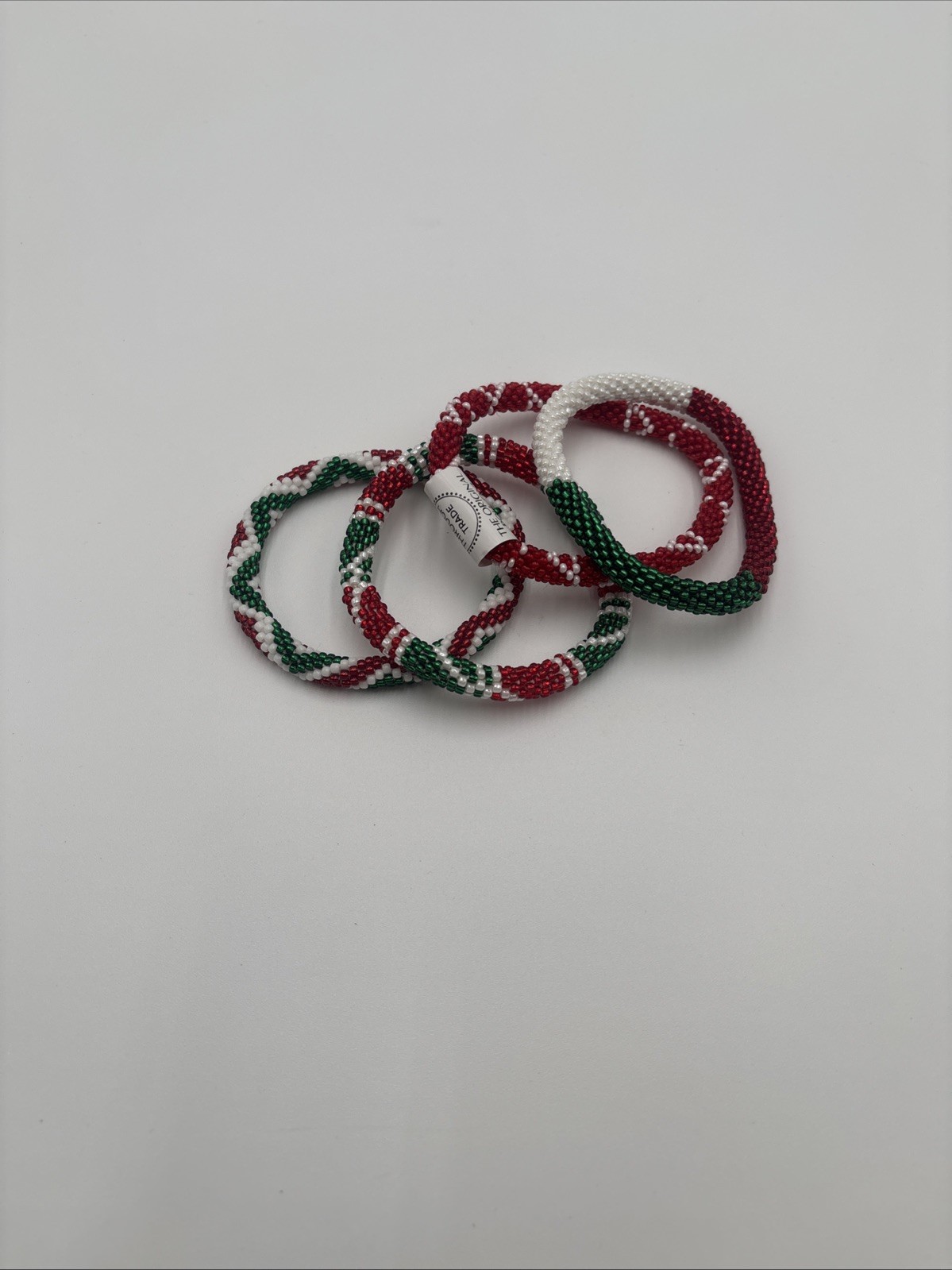 Christmas Themed Roll On Glass Bead Bracelet Jewelry Set Matching Aid Trade