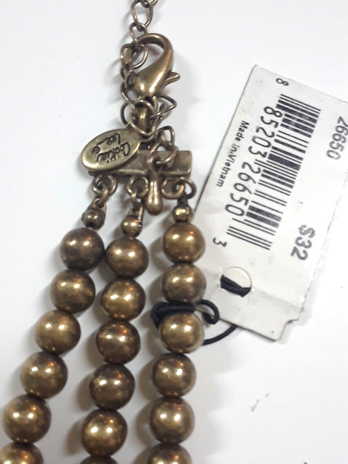 Cookie lee copper color beaded necklace. black beads gold tone ball clasp + more