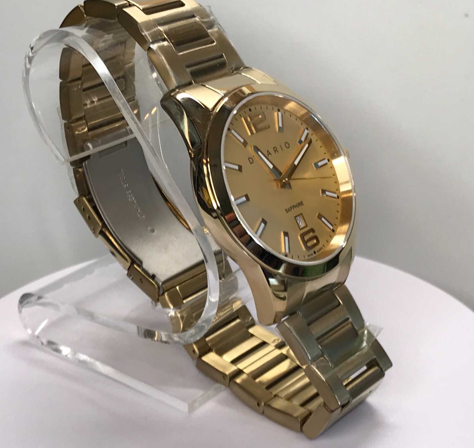 Watch NEW D’mario Heritage Switzerland NEW 18k Gold Plated All Stainless Steel