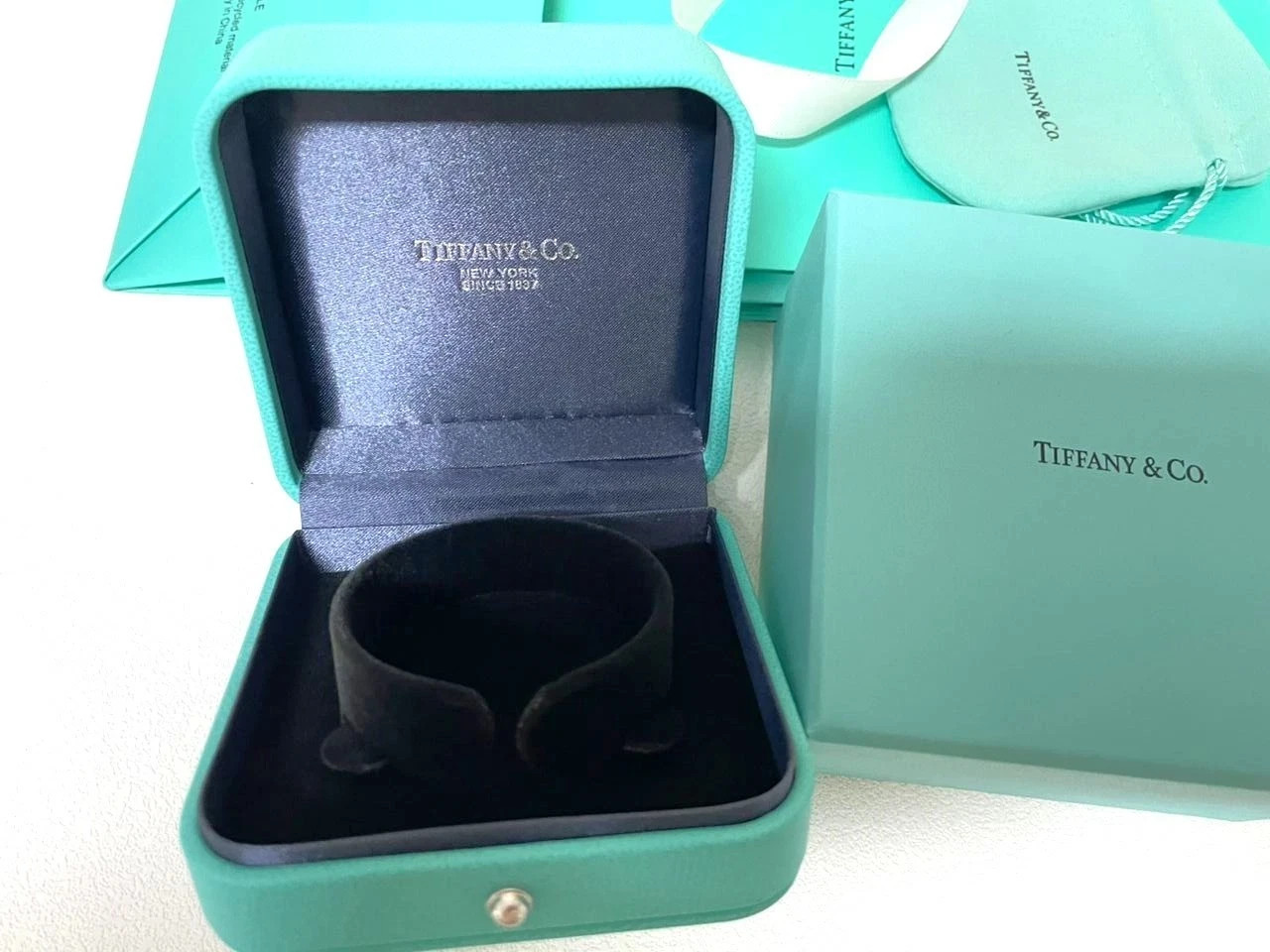 Tiffany & Co Watch or Bracelet Presentation Gift Storage Box in Blue Leather