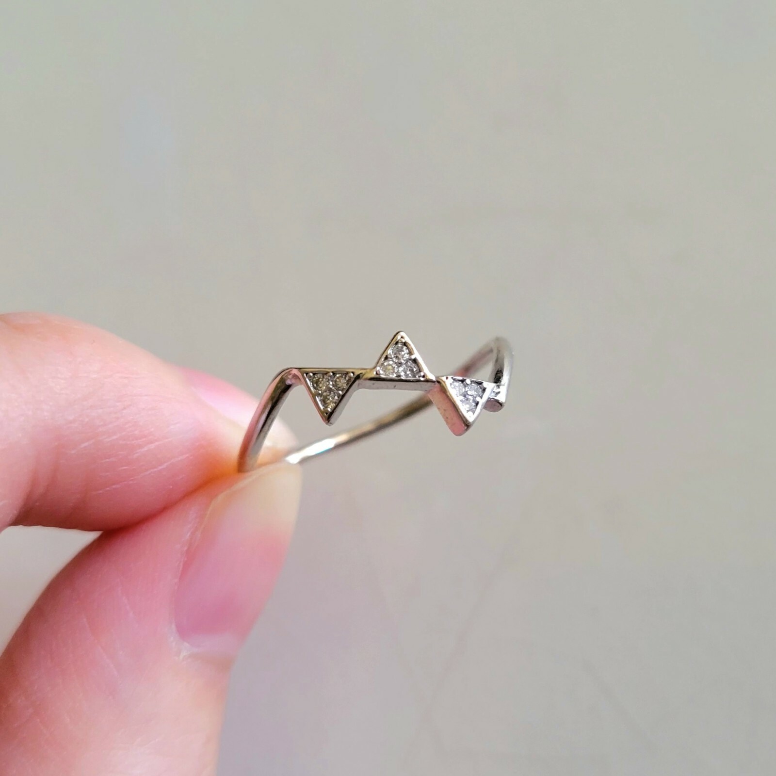 Fuzion Creations Cubic Zirconia & Sterling Silver Triangle Geometric Ring