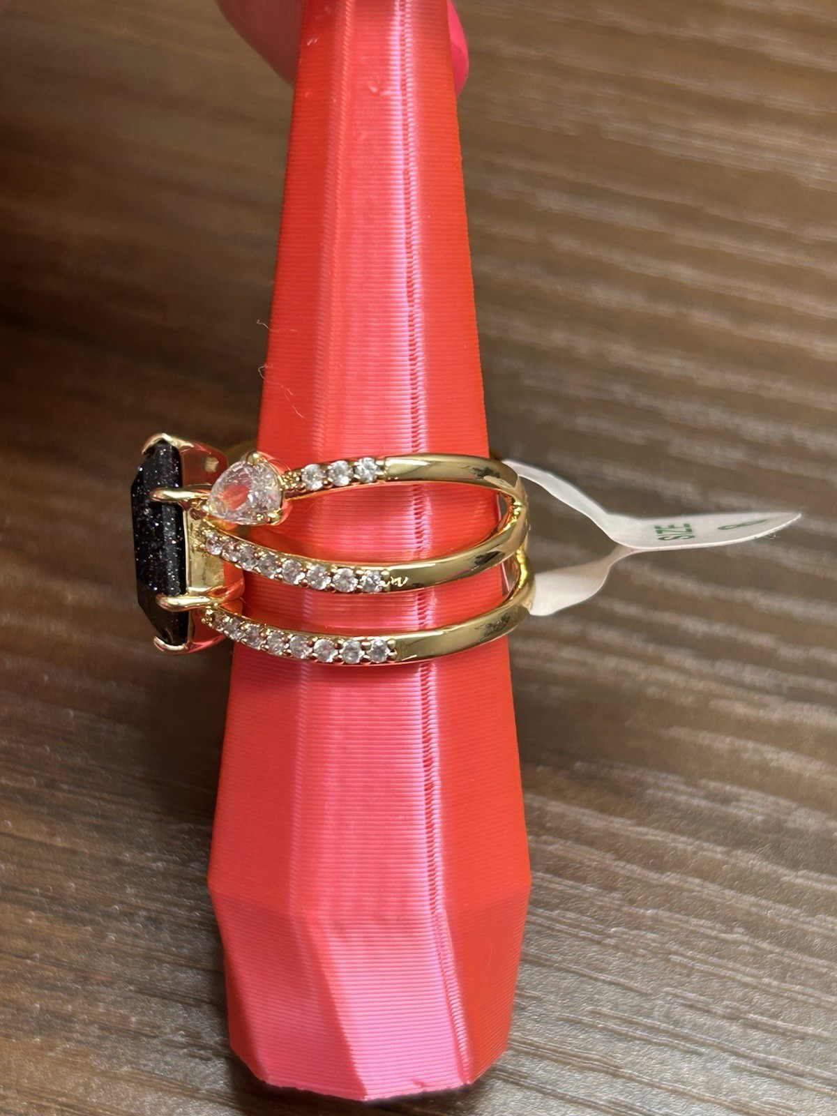 Bomb Party UNTAMED Ring Sz 8 “Slither & Spark” Onyx Sandstone on Gold