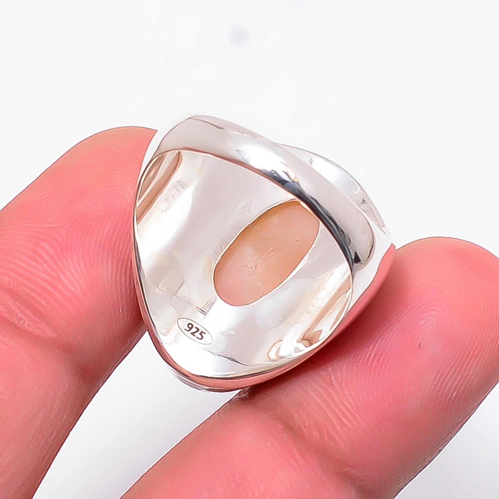Pink Opal – Peru Designer Handmade 925 Sterling Silver Ring S.10 R126311