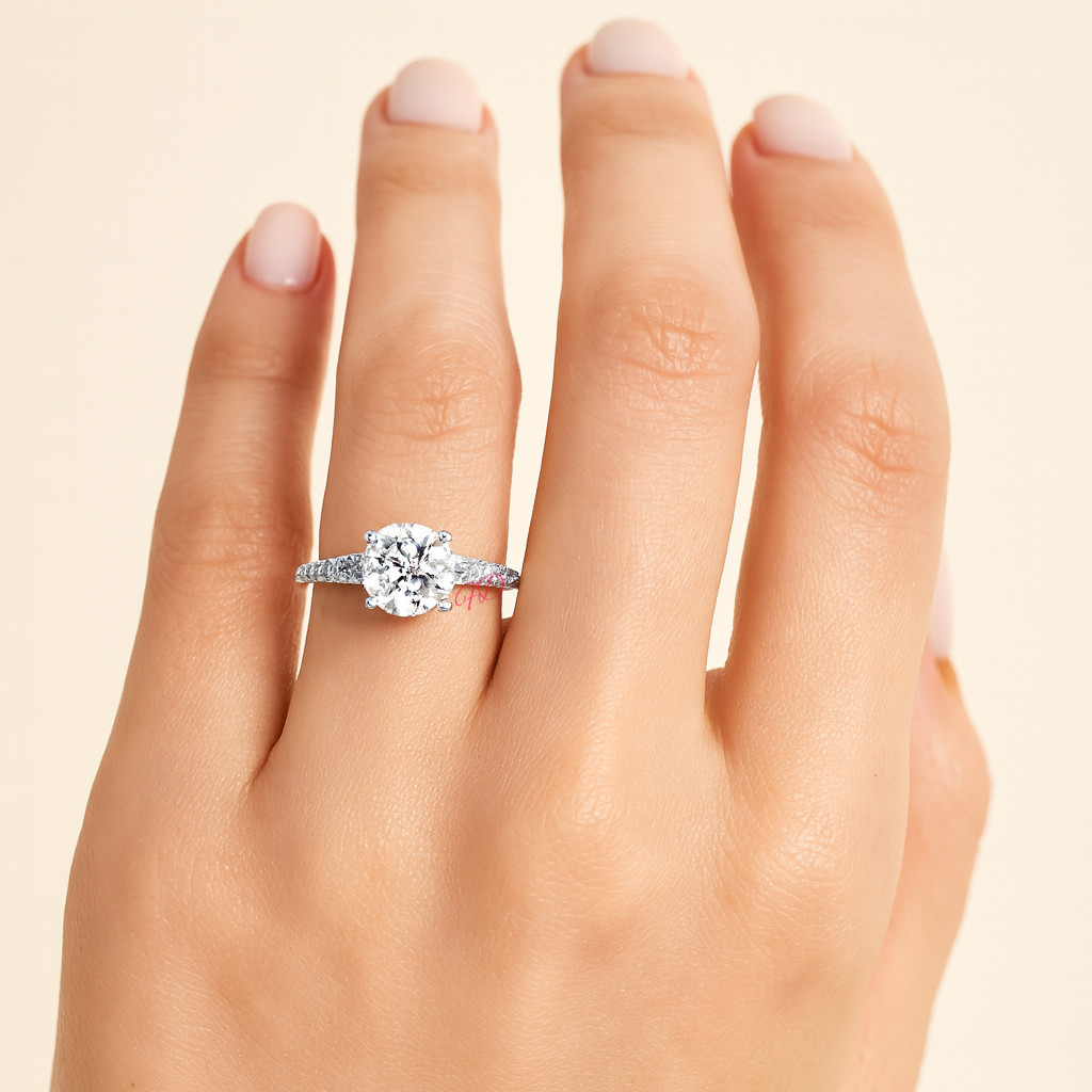 Diamond Ring Wedding Gold Lab Grown Round Cut 14k White IGI Womens 1.36 Carat