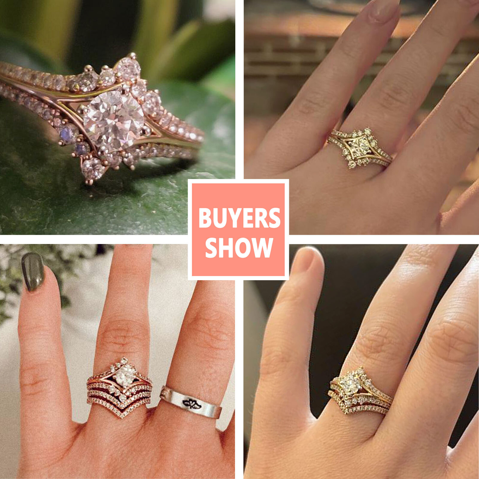 Sparkling Princess Rings for Women Bridal Wedding Ring Set Promise Ring Silver
