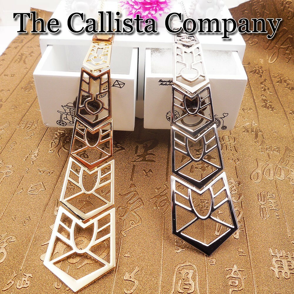 THE CALLISTA COMPANY, FASHION NECKTIE 6 INCH PENDANT NECKLACE FOR WOMEN (SILVER)