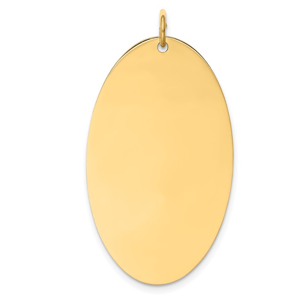14k Yellow Gold Plain .013 Gauge Engravable Elliptical 36x21mm Disc Charm