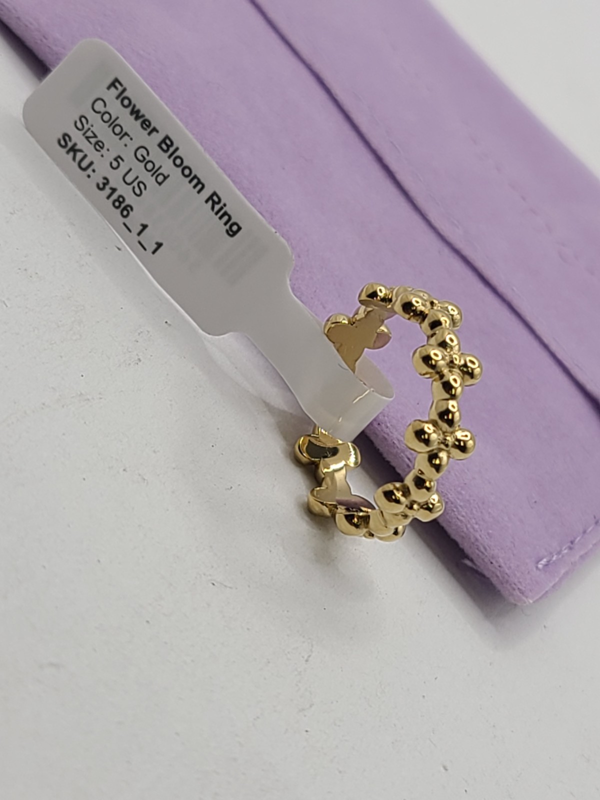 Hey Harper Flower Bloom Ring 14K gold PVD sz 5