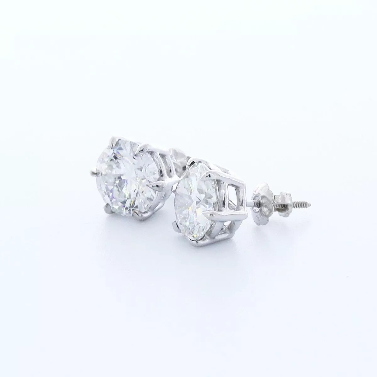 Solid 14K White Gold Stud Earrings Classic 3.03 CT Round Natural Diamond G SI1