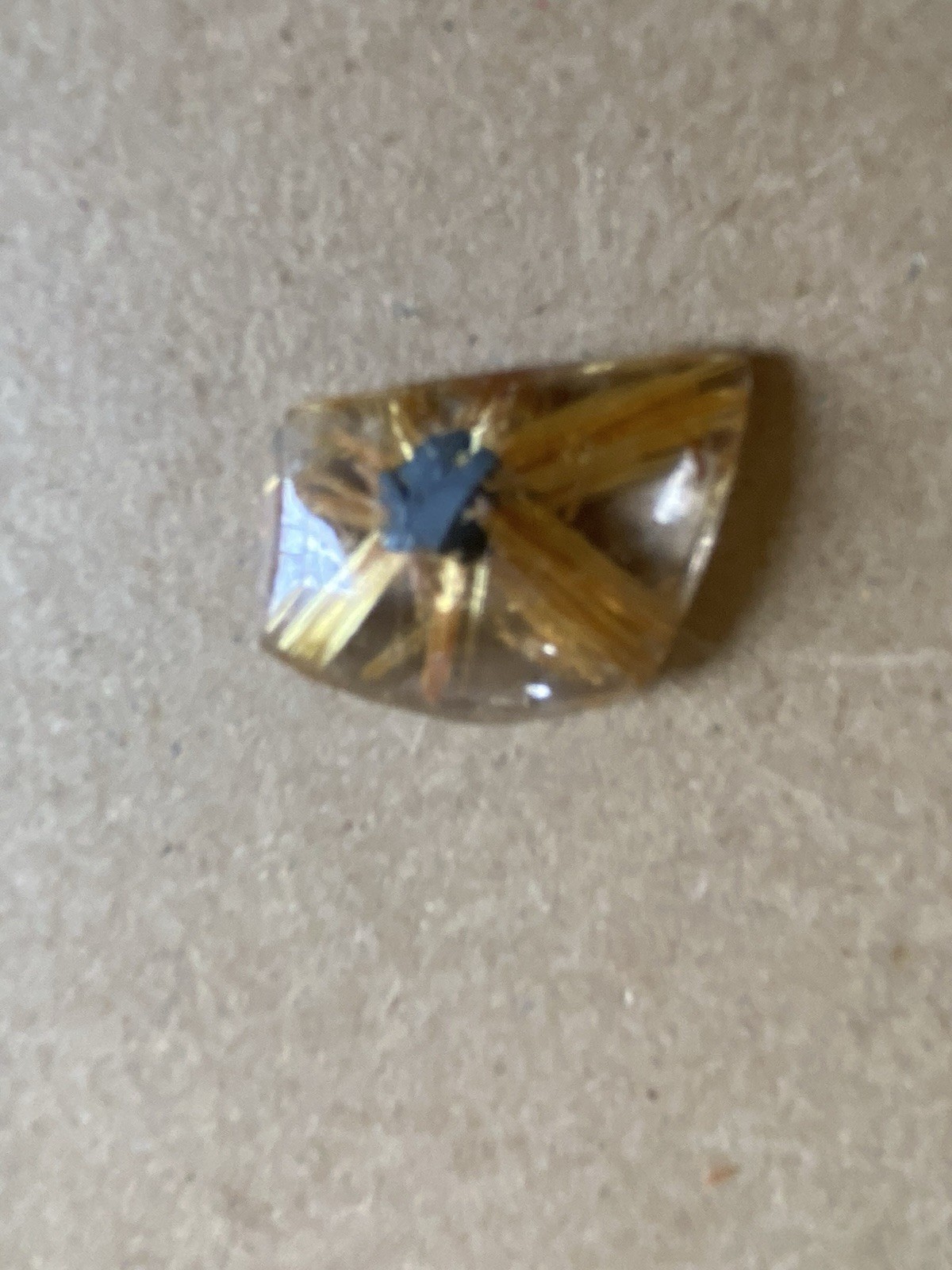 Cabachon thick Golden Rutile In Quartz Brazilian 25 Carats 1.1×3/4×1/4 Inches