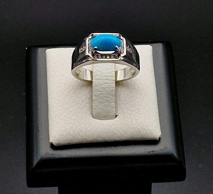Persian Turquoise Handcrafted Silver Ring Unique Jewelry