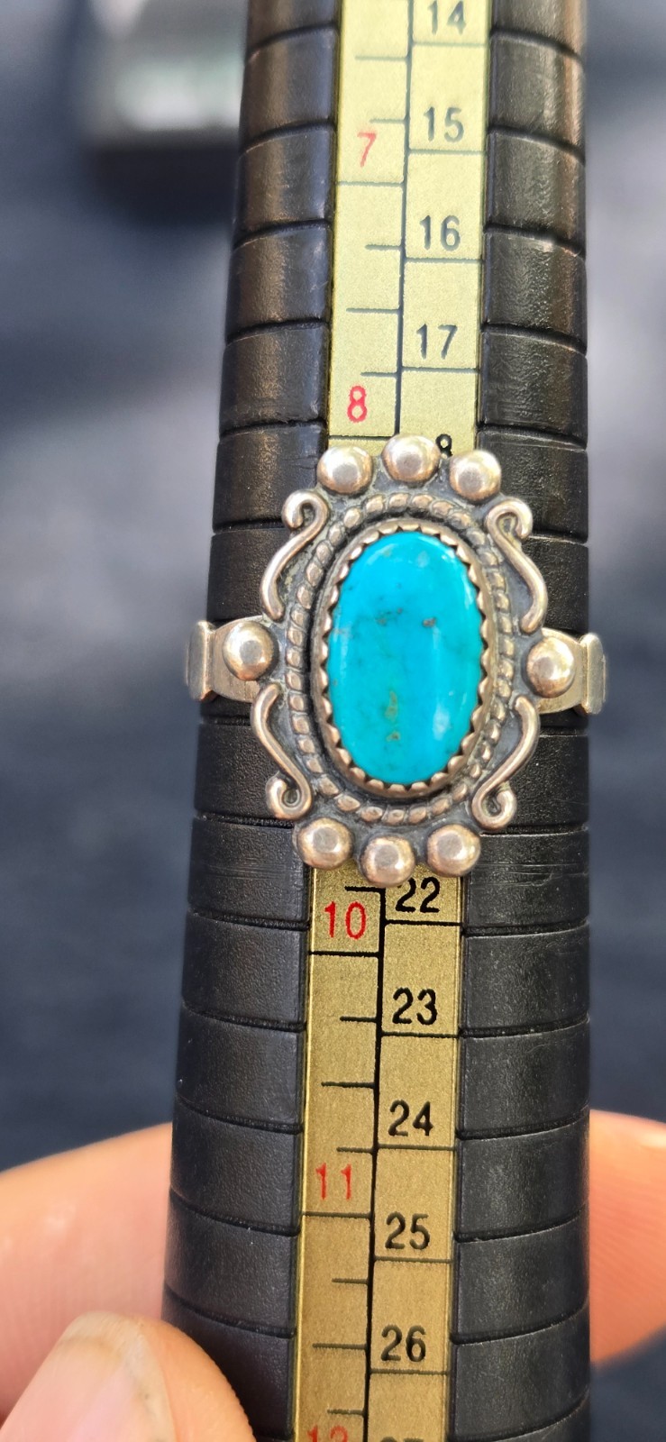 1940’s SW Native Style Sterling Silver Turquoise Wheeler Manufacturing Ring Sz 9