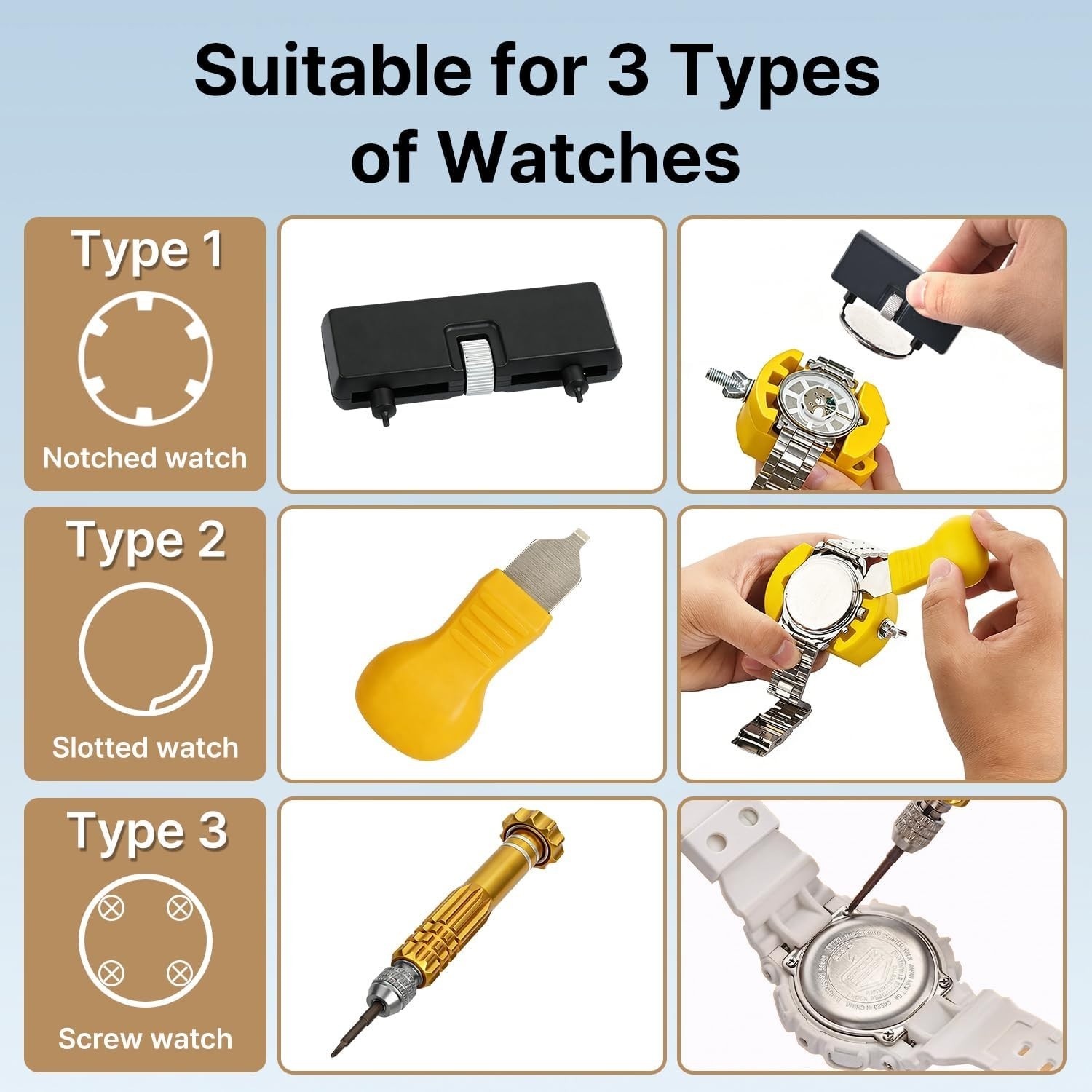 Multi-Function Watch Case Opener Set: Durable Tool Kit for Easy Repairs, 1 Count