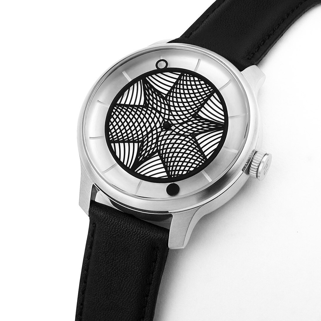 Humism Eidos Automatic Steel Sapphire White Black Leather 3D Unisex Watch
