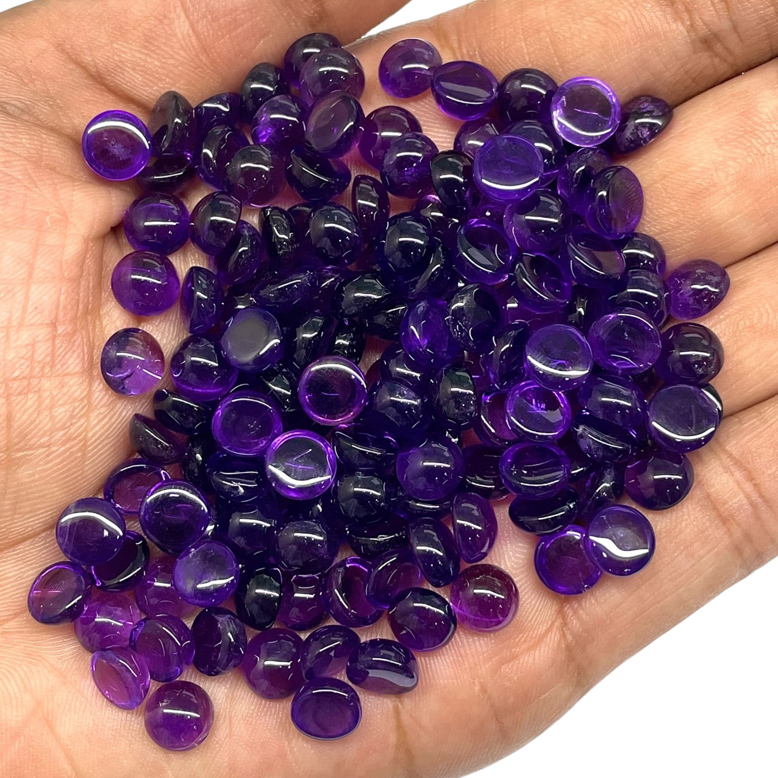 80 Pcs Natural Amethyst 7mm Round Cabochon Rich Purple Loose Gemstones Lot