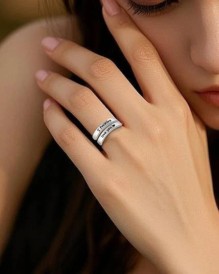 I F♡Cking Love You Ring for Women, Hope Rings Adjustable Stainless Steel Silver