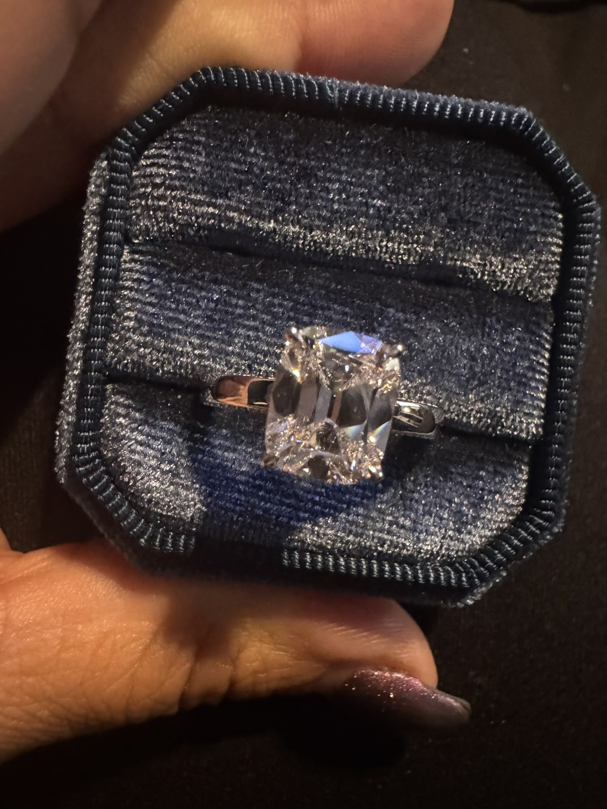 3.05 Ct Center cushion Brilliant Lab Grown Diamond Ring 14K White Gold