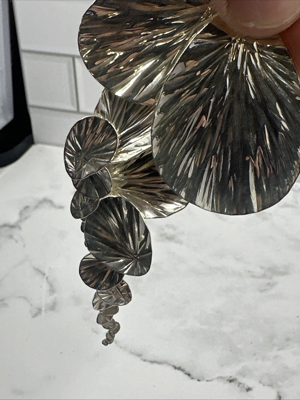 Ann King 925 Sterling Silver Leaf Cascade Articulated Brooch Handmade USA 17G