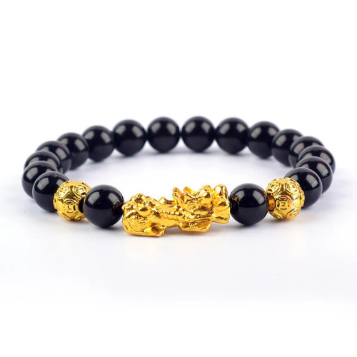Feng Shui Obsidian Stone Beads Bracelet Men Women Wristband
