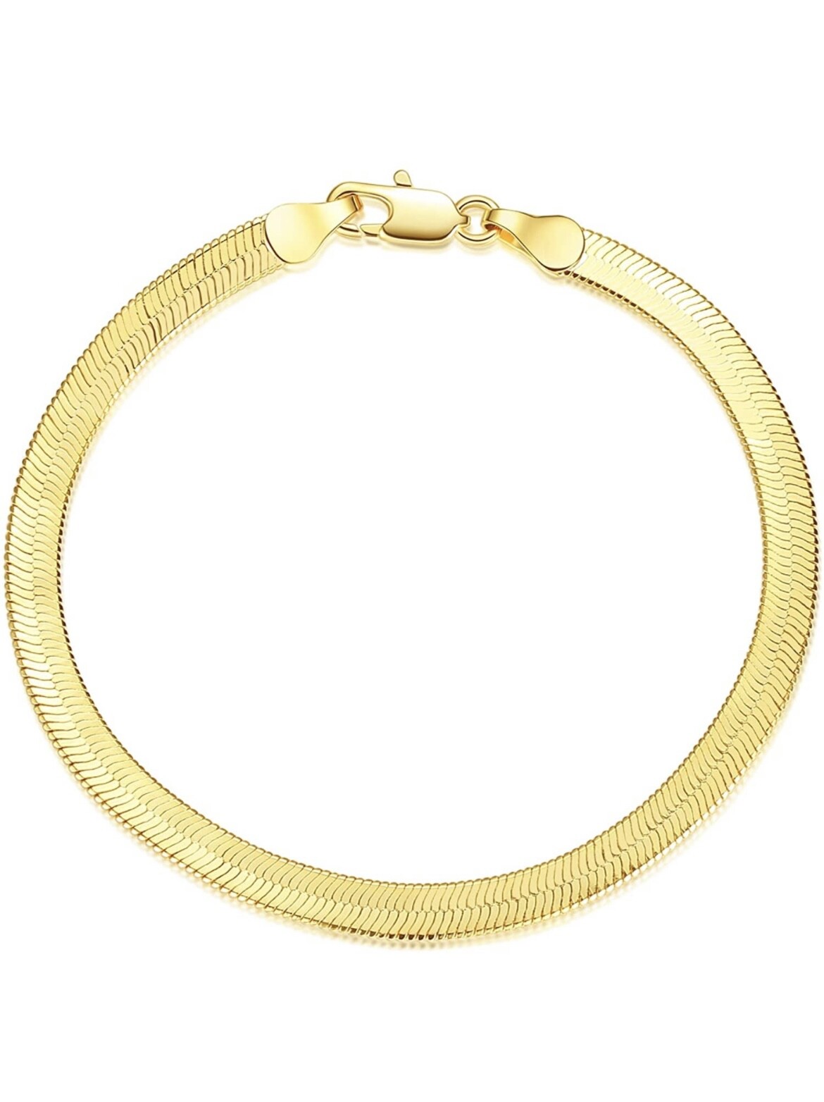 925 Sterling Silver Herringbone Bracelet Flat Snake Chain Non Tarnish Italy
