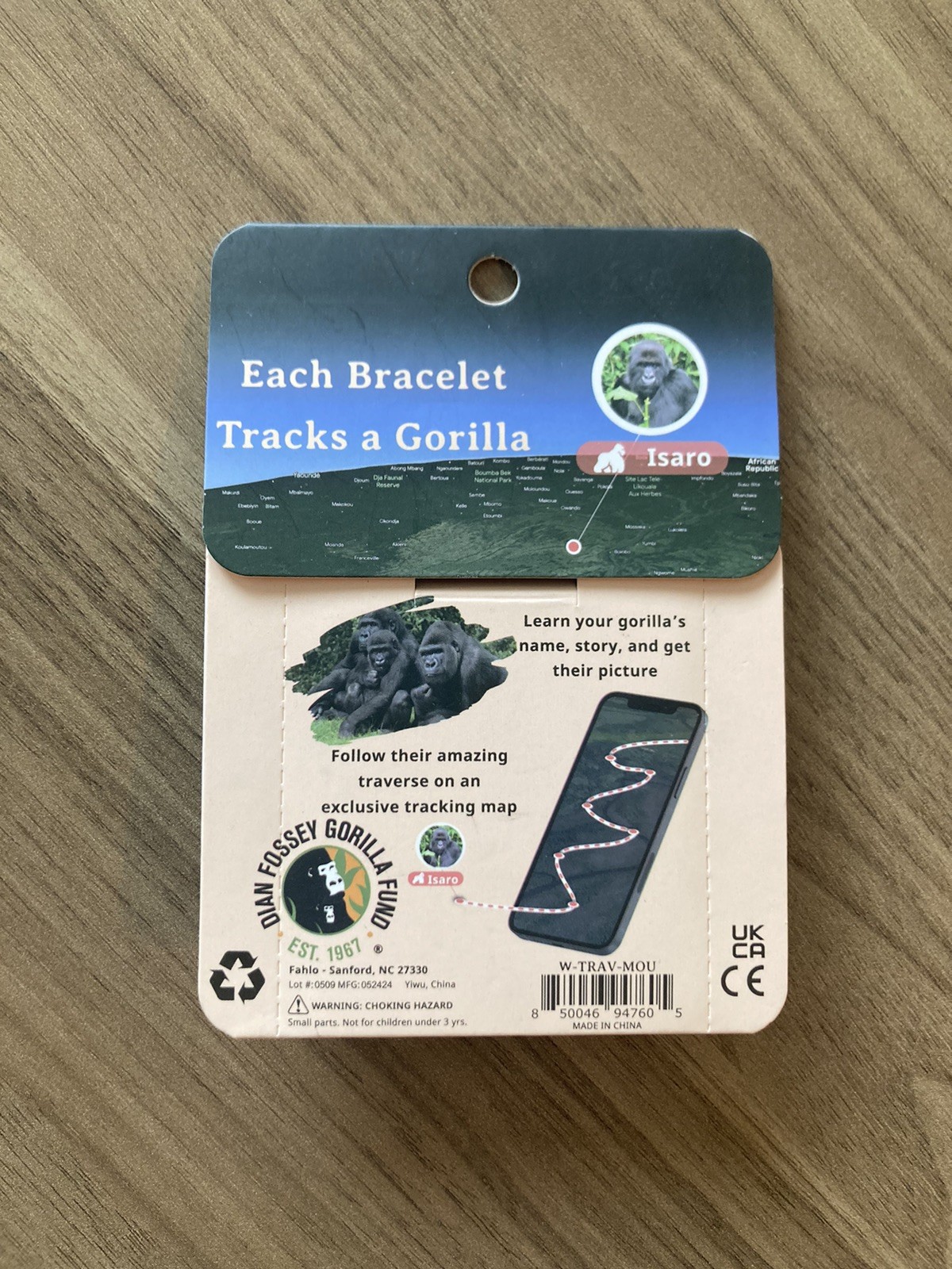 Fahlo Gorilla Tracking bracelet, Mountain Stone Endangered Species Jewelry NWT