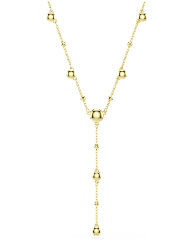 Swarovski Imber Y necklace Round cut, White, Gold-tone plated