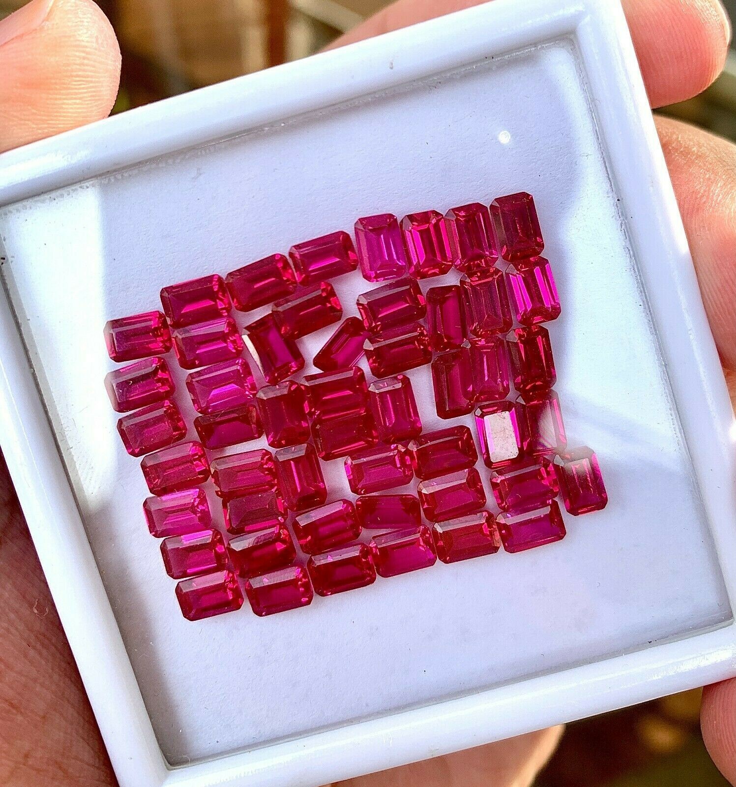 40 Pcs Natural Mogok Red Ruby Emerald 8.00 x 6.00 MM Certified Treated Gemstone