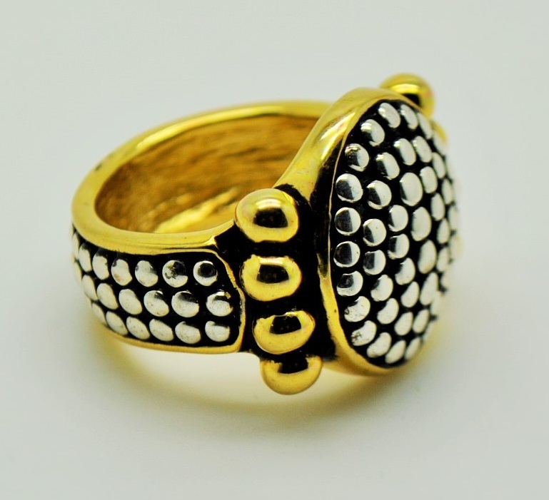 NEW CHIC FASHION HIGH- QUALITY TWO TONE DESIGN RHODIUM SILVER RING US-SELLER 012