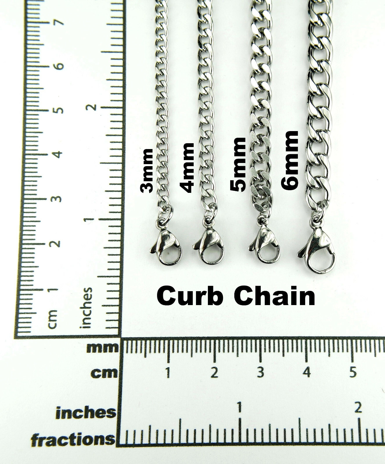 Curb Chain Necklace Pure 304 Stainless Steel, Any Custom Length Miami Curb Chain
