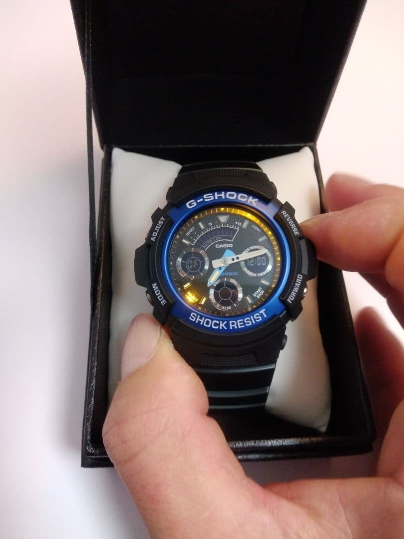CASIO G-SHOCK AW-591-2AJF Black Blue Analog Digital Aluminum Bezel Mens Watch