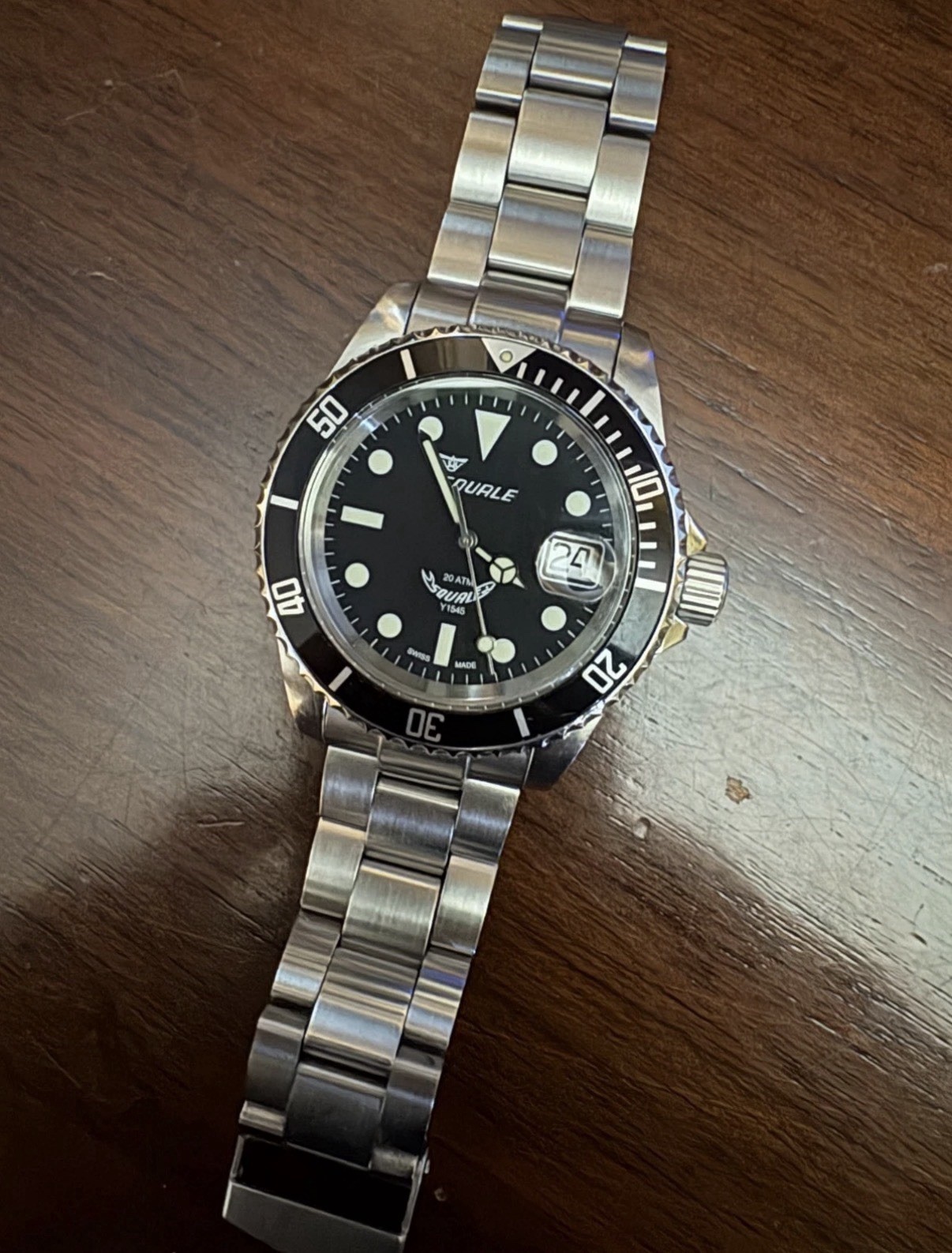 Squale 1545 Maxi 40MM Black Aluminum Bezel, Vintage “Submariner” Style