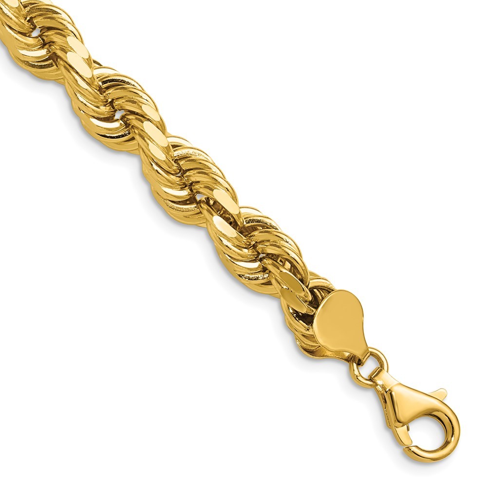 10k Yellow Gold 8mm Diamond-cut Rope Chain Necklace 26″ for Women 125.71gm