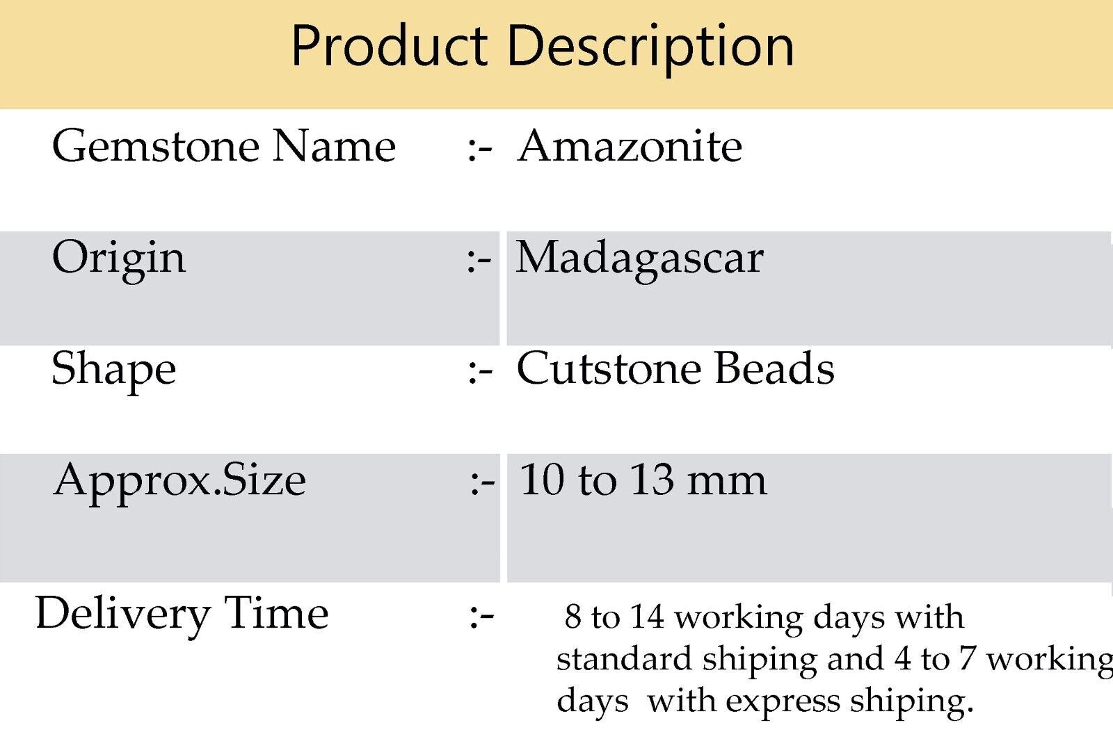 Natural Amazonite Gem 10 to 13 mm Size Cut Stone Shape Beads 7″ Strand