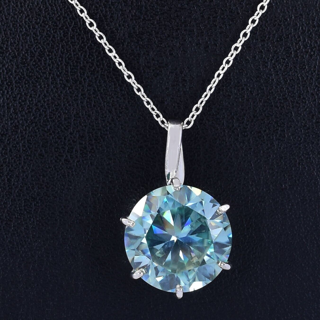10 Ct Certified Treated Blue Diamond Solitaire Pendant In 925 Silver,Great Shine