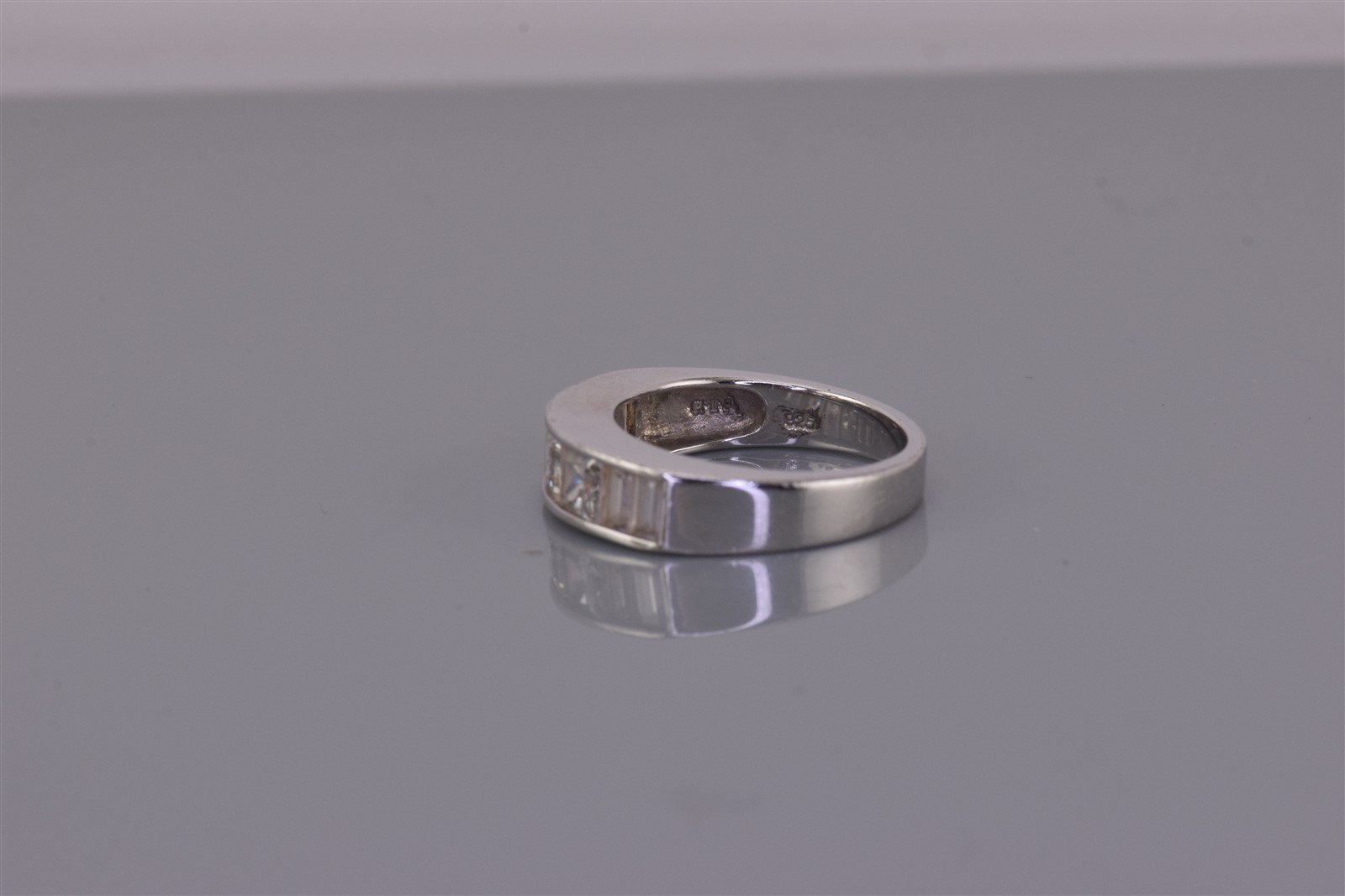 Sterling Silver Channel Set Princess Baguette Cubic Zirconia Band Ring 925 Sz: 6