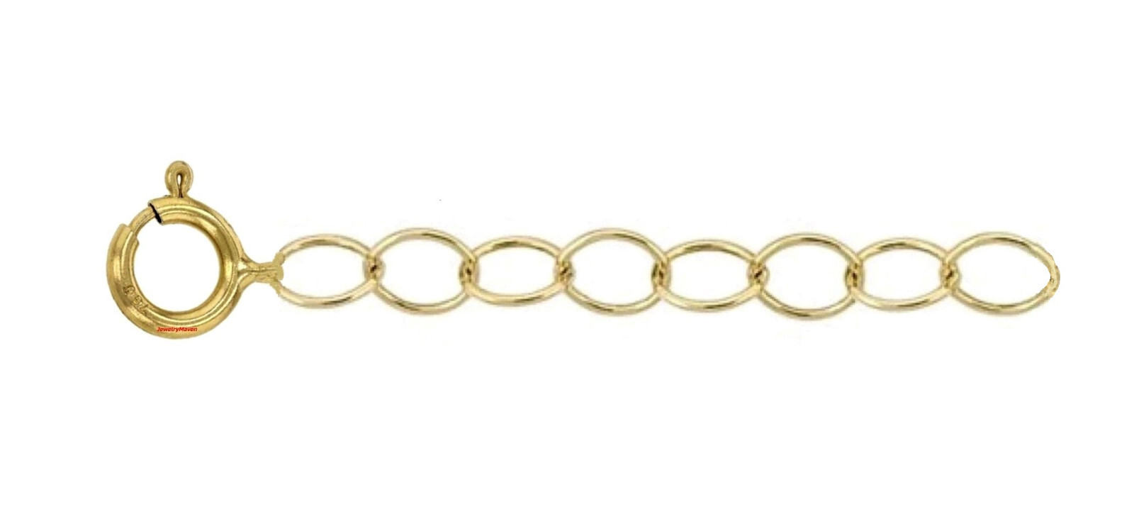18k 3.25mm HEAVY Cable Yellow Gold 6mm Spring Ring 1.25″ Chain Extender Safety