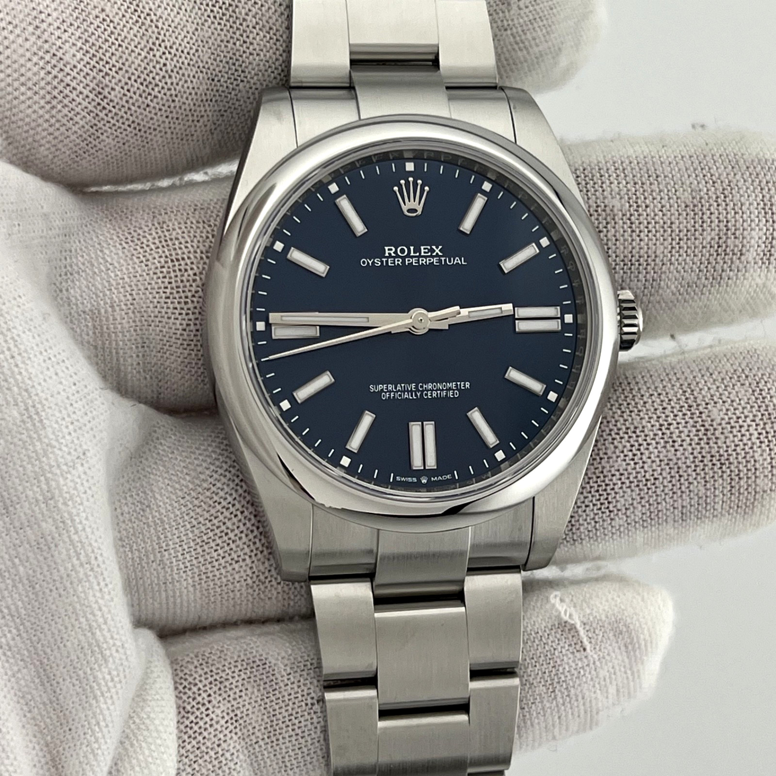 2025 Rolex Oyster Perpetual 124300 41mm Blue Dial Stainless Steel Box Papers