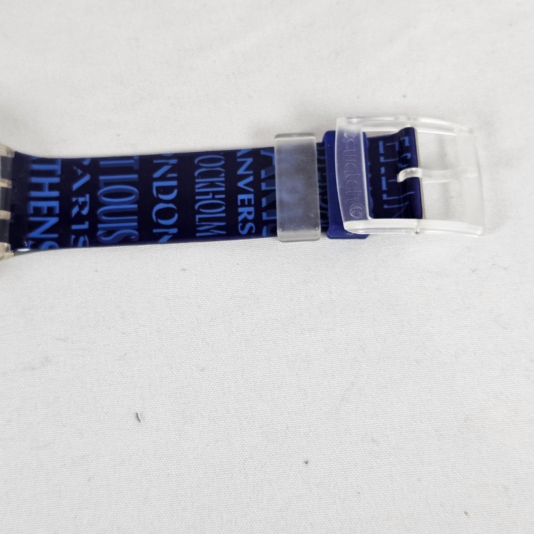 Swatch Ioc 100 Chrono SCZ101 Chronograph Wristwatch Blue Gold Hardware