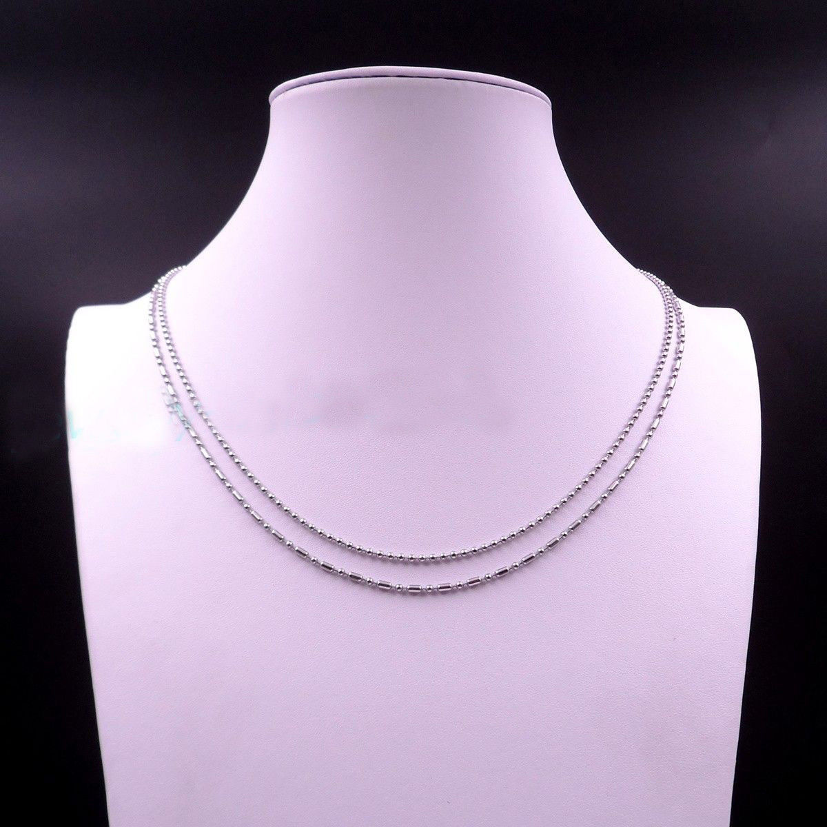 Wholesale 1.5/2/2./3.2mm Silver Stainless Steel Ball Bamboo Link Chain Necklace